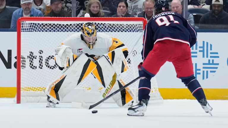 Kent Johnson scores lone goal in shootout to give Blue Jackets 3-2 win over Penguins